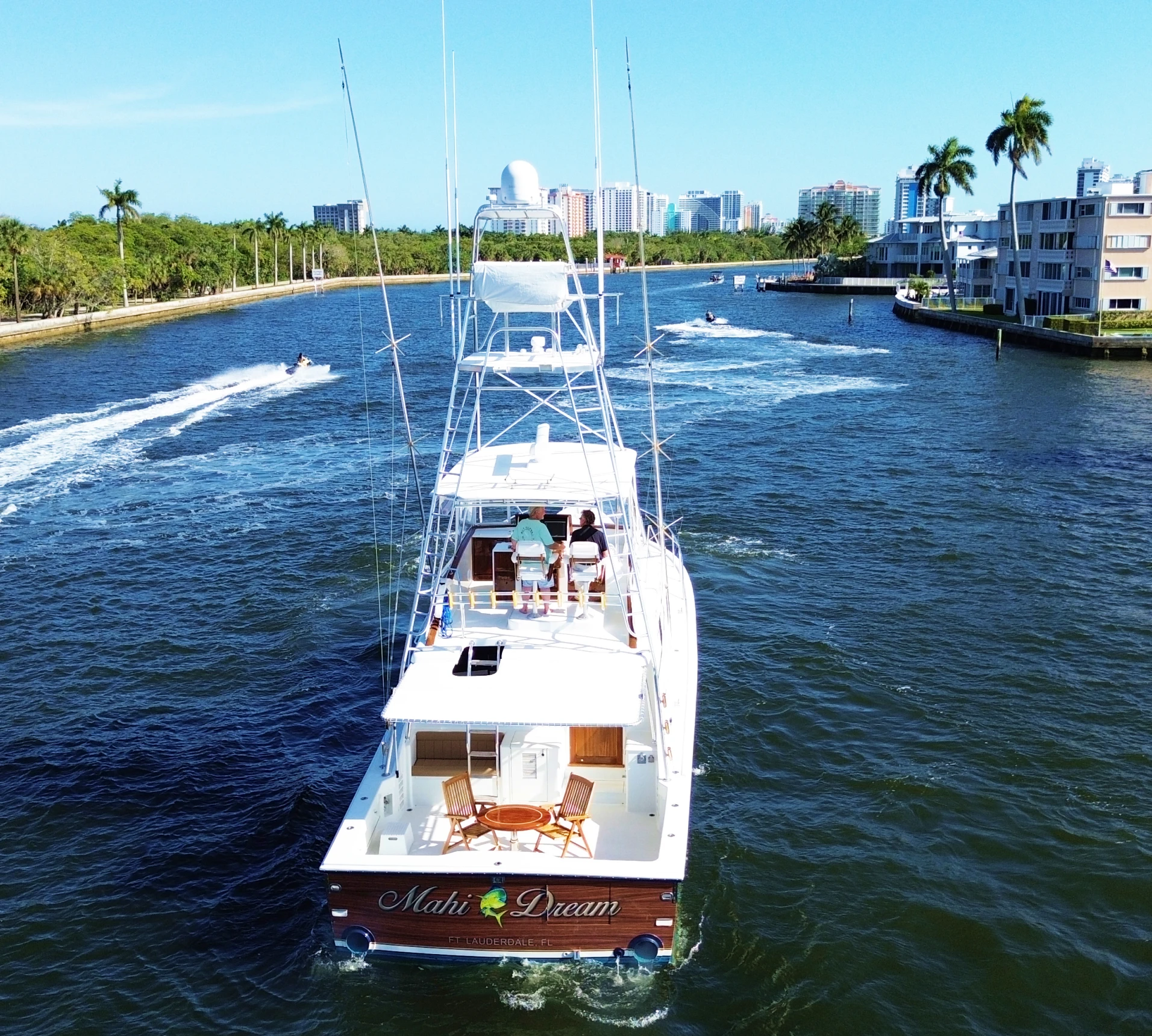 Boat cruising on a scenic waterway.